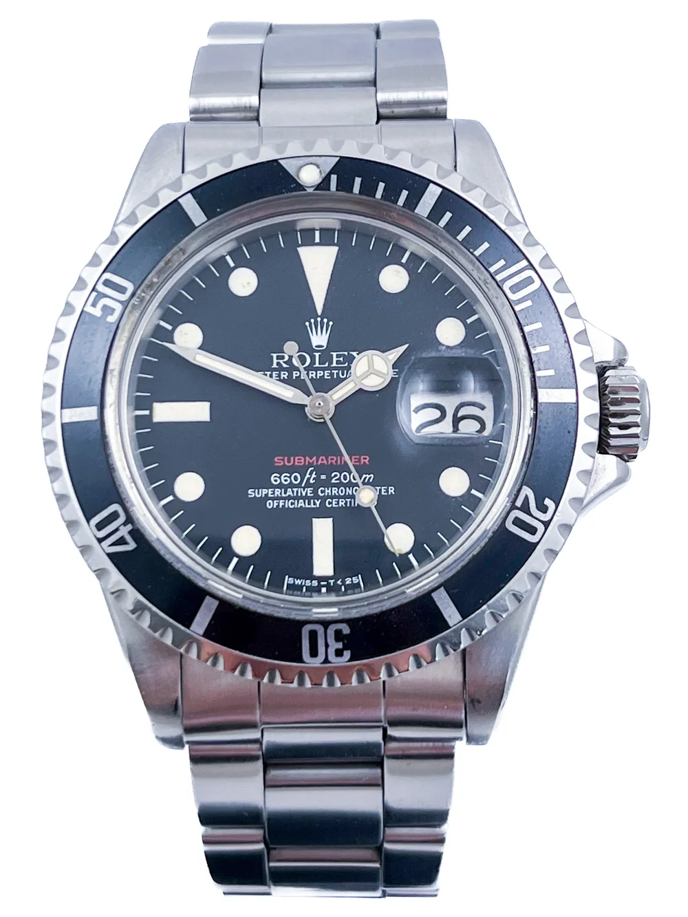 Rolex Oyster RED Submariner Mark V Dial 1969 Ref 1680 Steel Mens Wristwatch  — About Time - Main Image