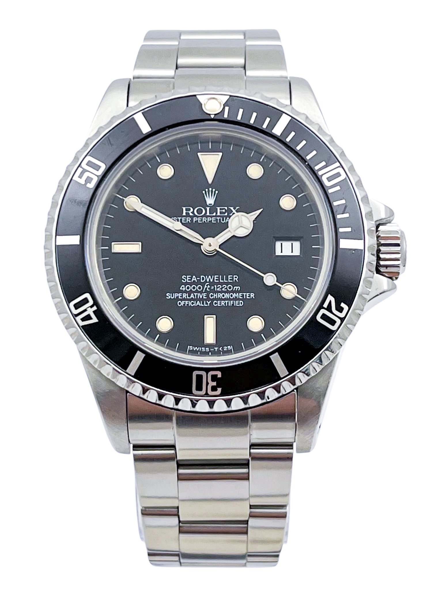 Rolex Oyster Perpetual Sea Dweller 4000 Ref 16660 Stainless Steel Mens Wristwatch 1985 RARE First Sapphire Crystal Reference with Original Box, Papers and Anchor. We recommend inspection.