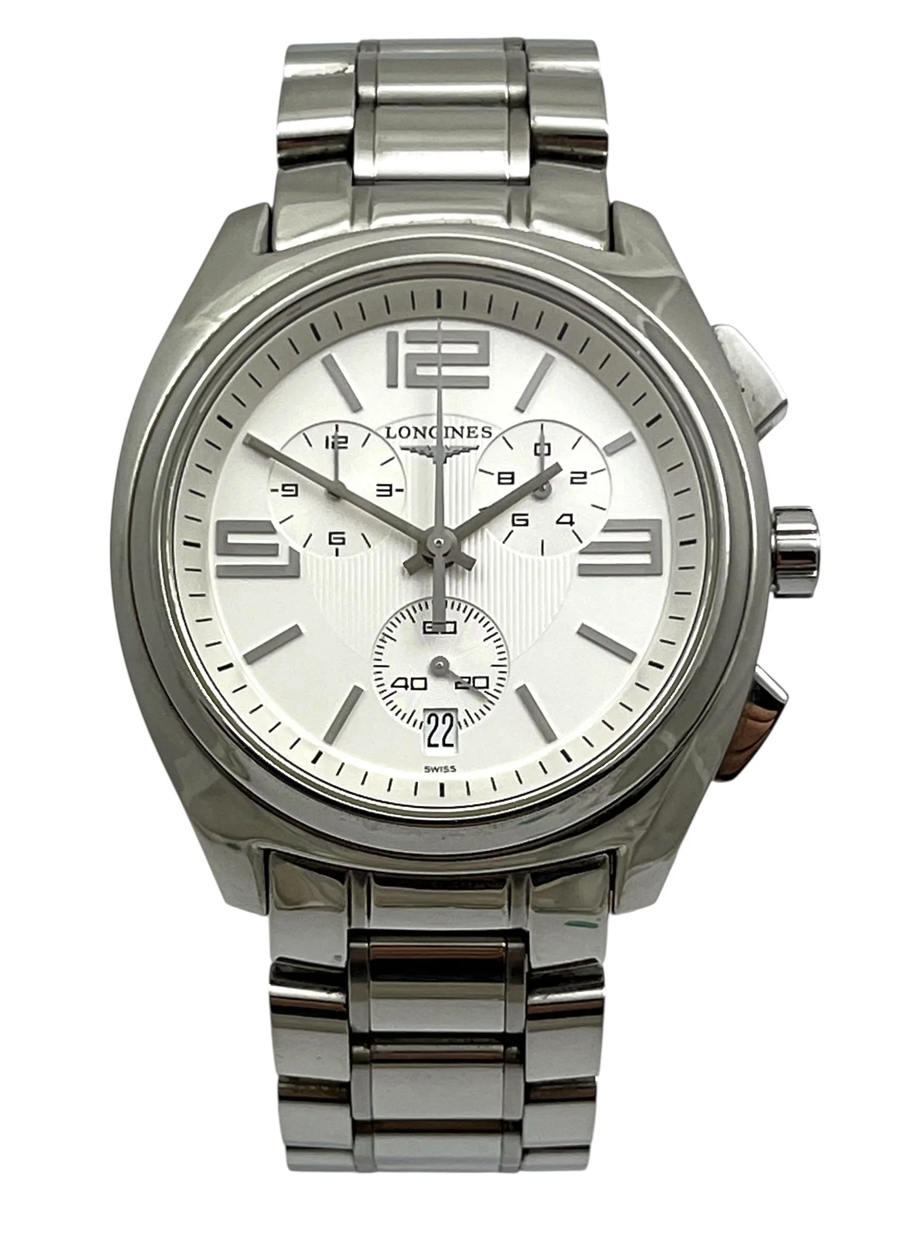 Longines LUNGOMORE Chronograph Quartz Stainless Steel Mens Wristwatch Reference L3.633.4 with Original Papers