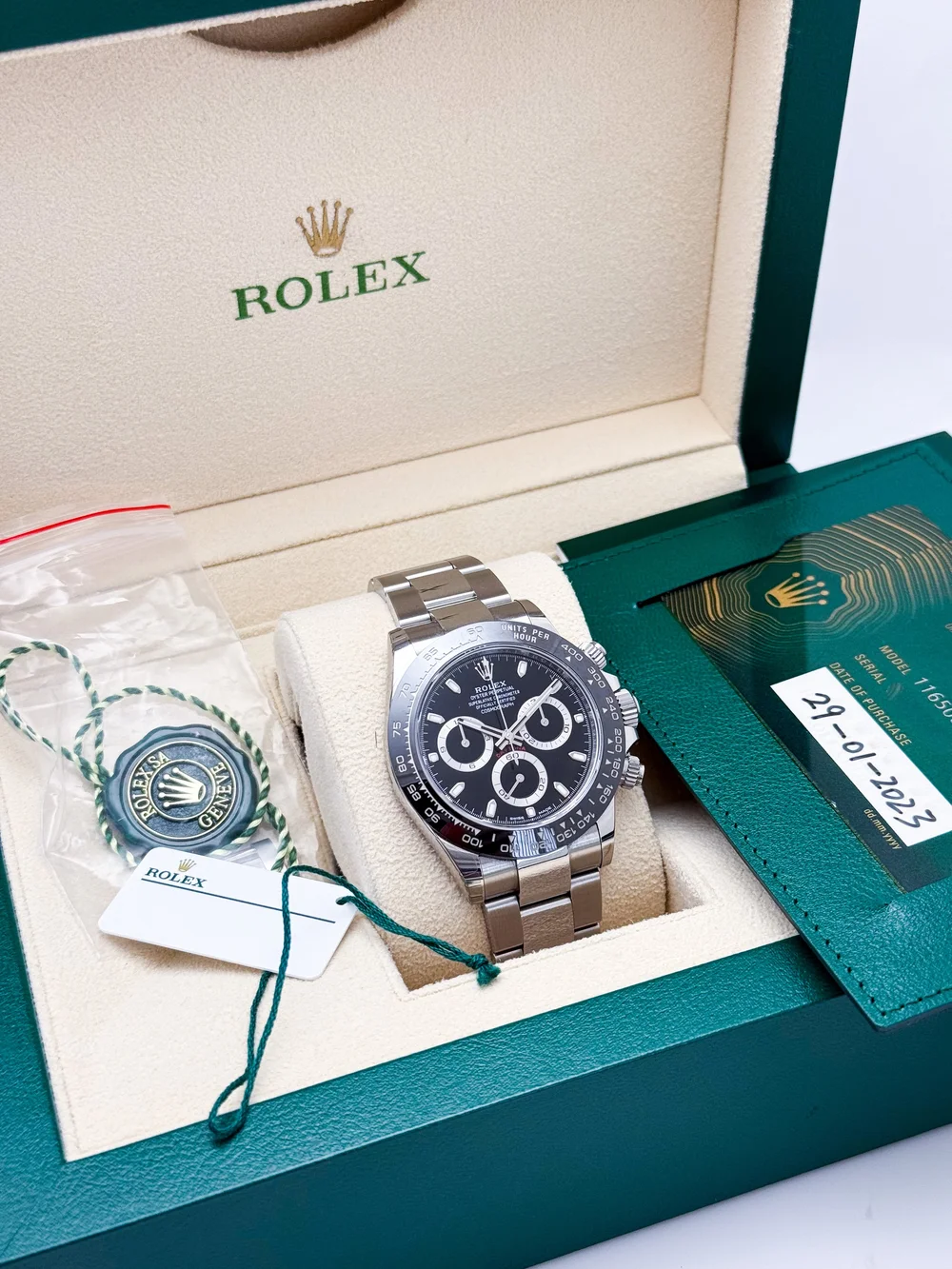 Rolex Oyster Perpetual Black Daytona Steel Mens Wristwatch Ref - Main Image