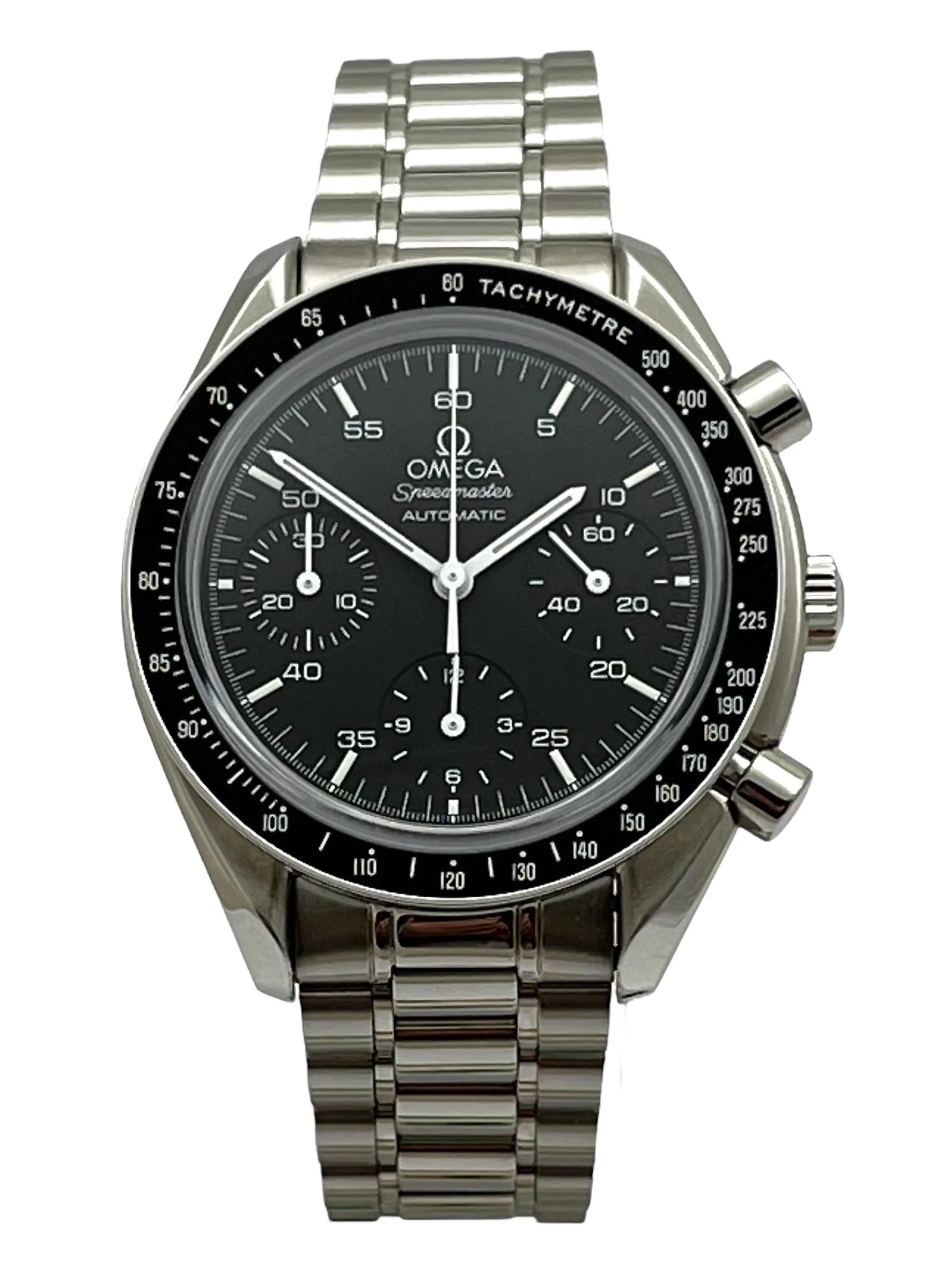 Omega Speedmaster Automatic Chronograph Stainless Steel Mens Wristwatch Sapphire Crystal Model Reference 3539.50.00 in Mint Condition. Fully Serviced with NEW Bracelet.