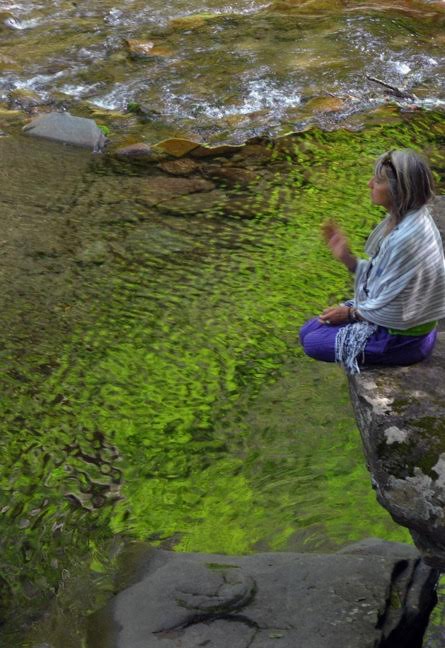 Lindsay working with Deva Spirits at Peekamoose Blue Hole in Catskills, NY