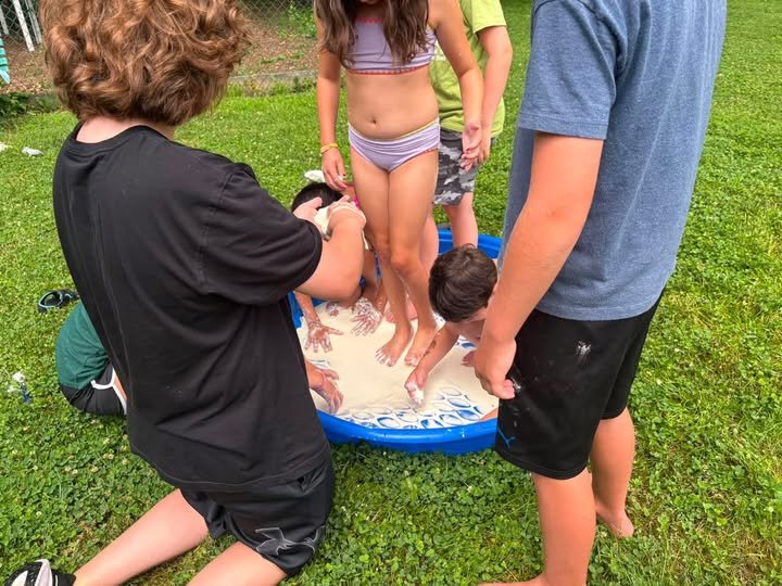 walking on water/oobleck, the Elsa Effect, Oobleck looks like a liquid until you step on it and it turns solid.