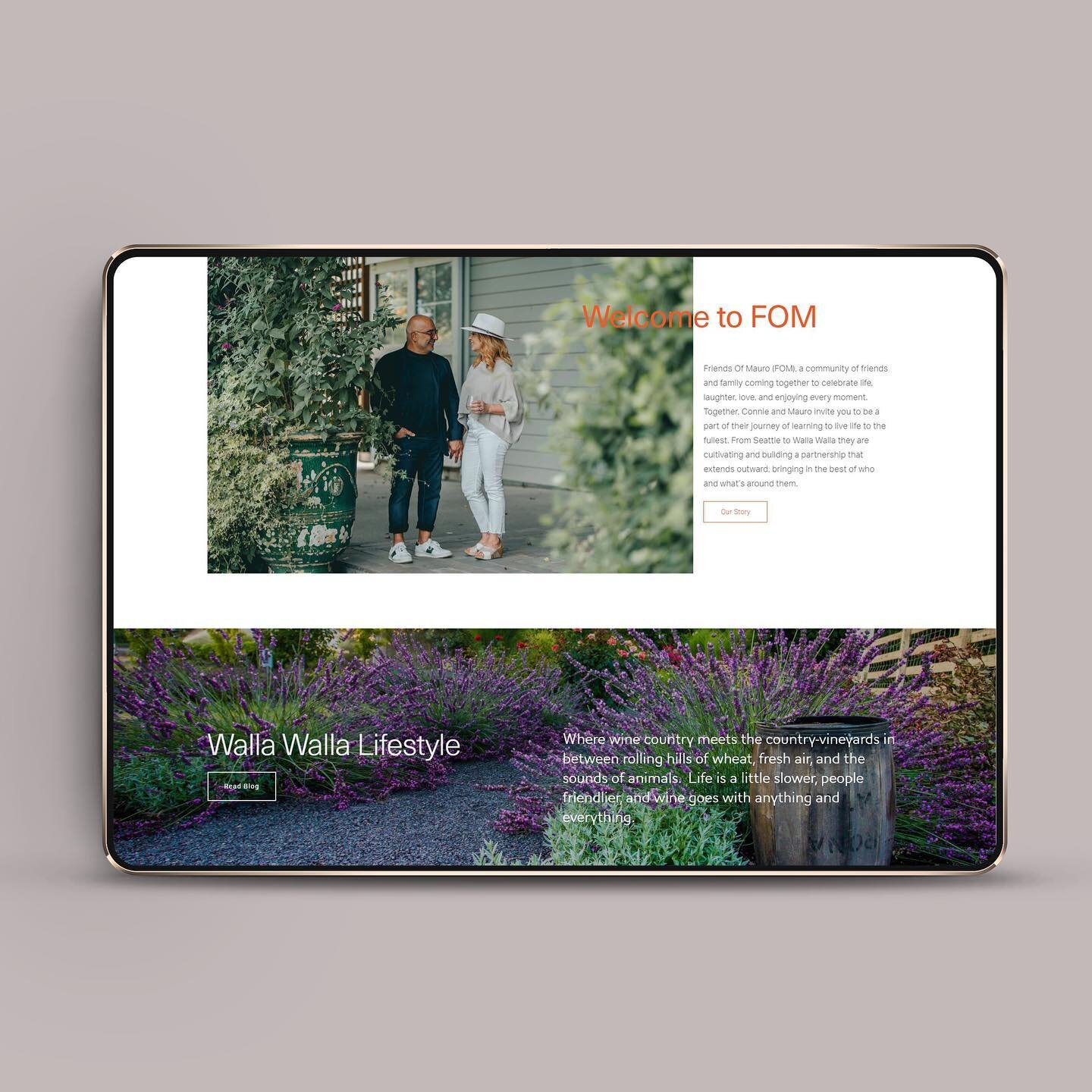 Website for Chef Mauro and sweet Connie in Washington wine country Walla Walla. Friends Of Mauro (FOM), a community of friends and family coming together to celebrate life, wine, their pond-side Airbnb, special events, real estate and so much more. 
