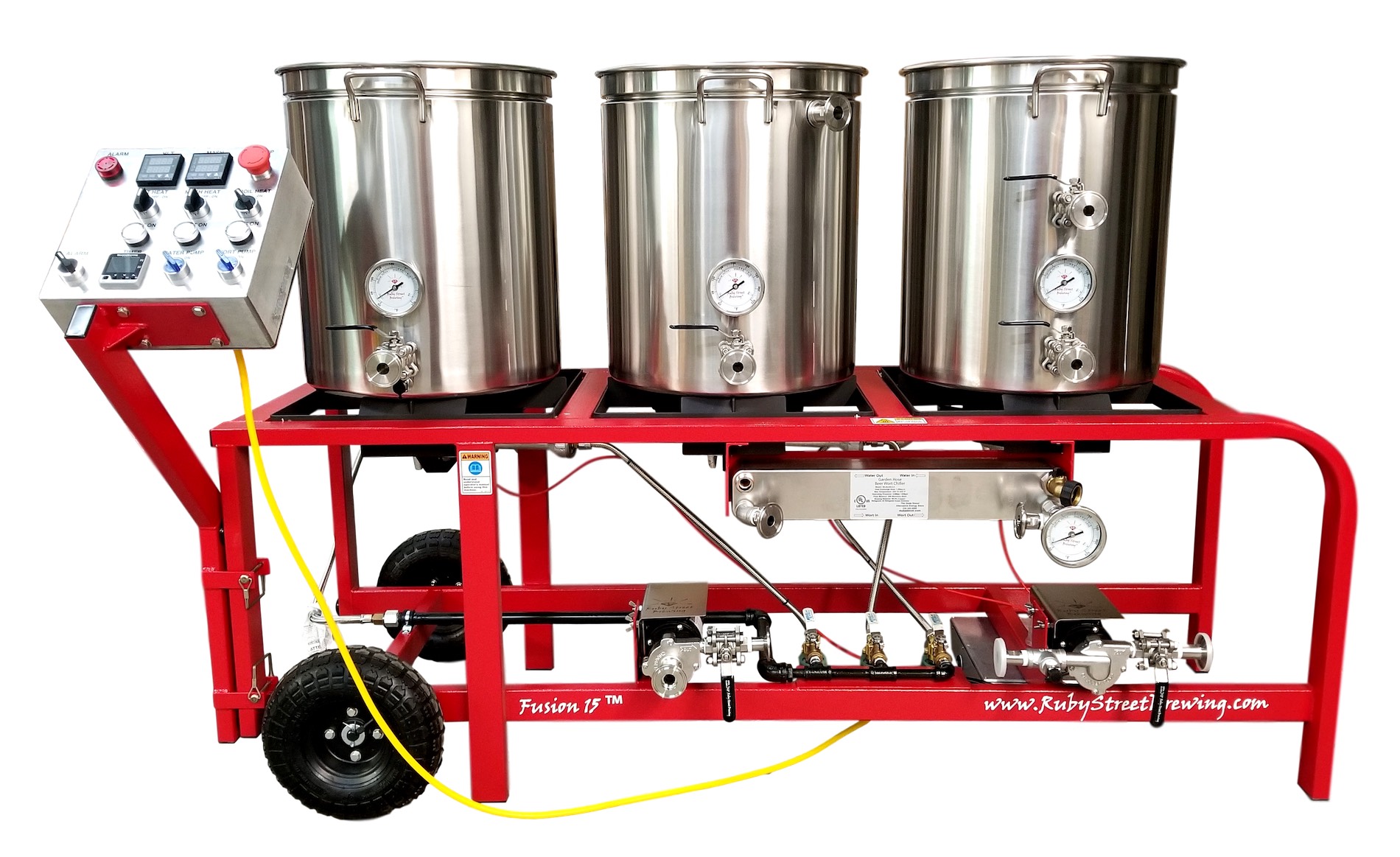 Shown with options: Digital Control, Plate Chiller, Whirlpool Arm, Boil Kettle Thermometer
