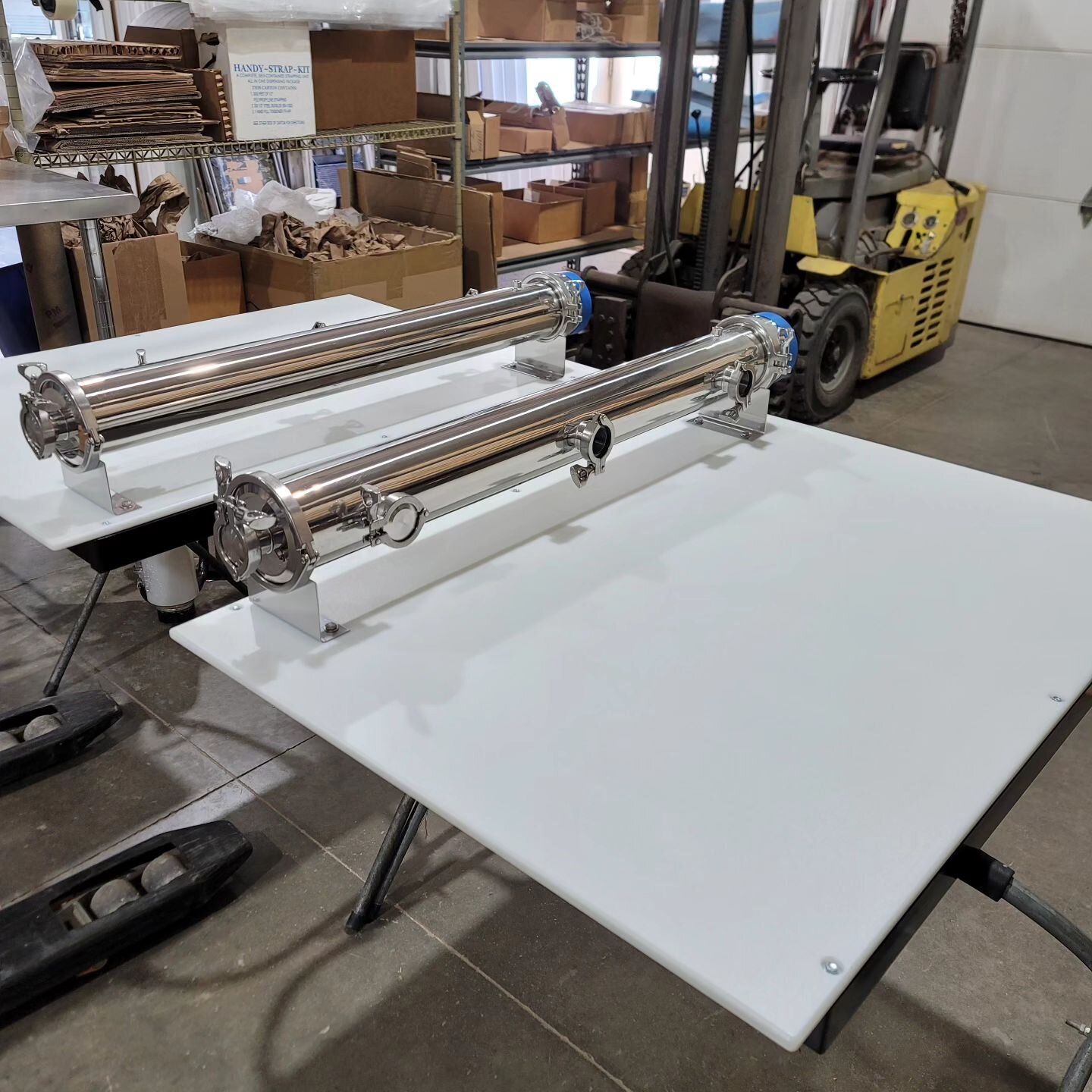 Another cool project we just wrapped up...
One of our customers asked us if we could build them 2 custom 4&quot; glycol manifolds with platforms for mounting pumps.  We welded 6 TC fittings into (2) 36&quot; x 4&quot; TC spools.  Each manifold is bol