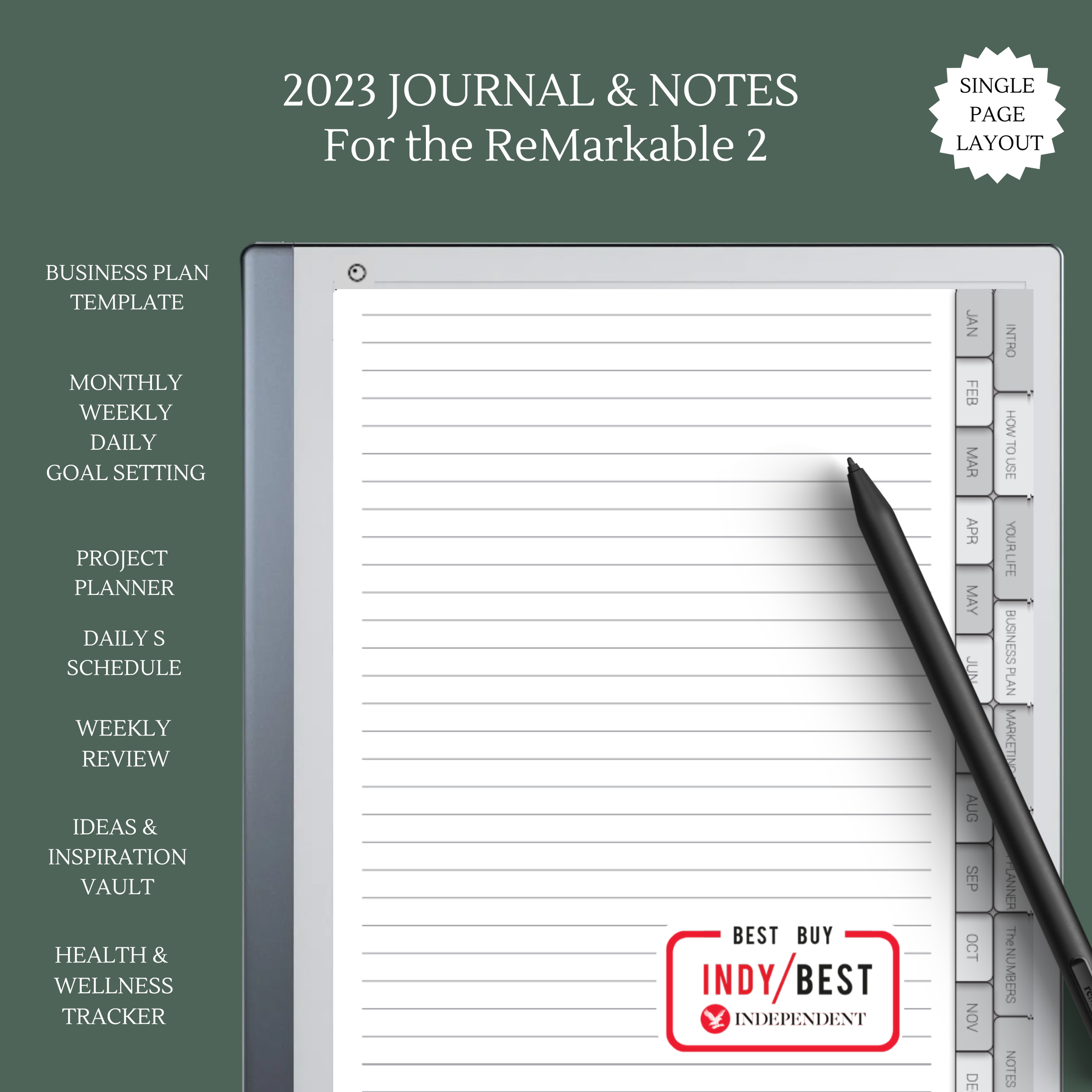 2023 DAILY BUSINESS Planner for ReMarkable 2 RIGHT-HANDED — MY PA