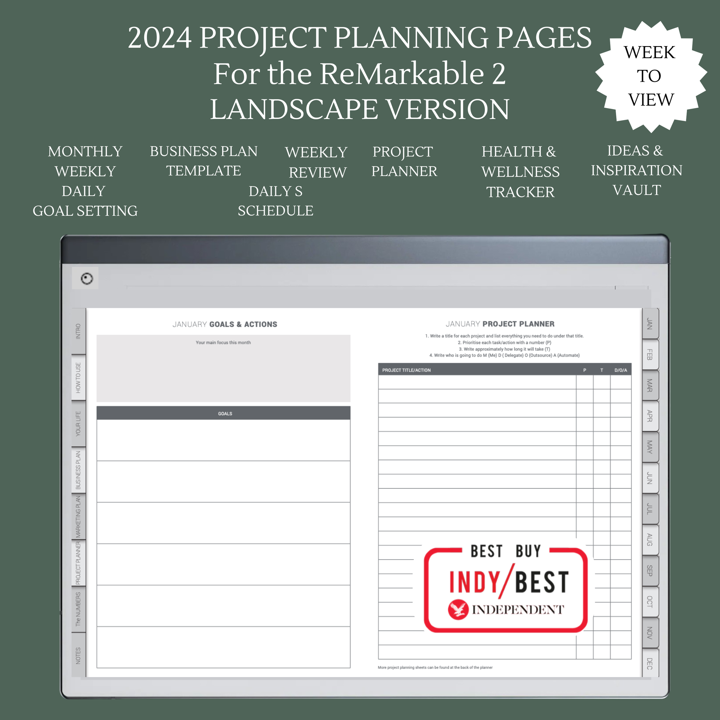 2023 DAILY BUSINESS Planner for ReMarkable 2 RIGHT-HANDED — MY PA