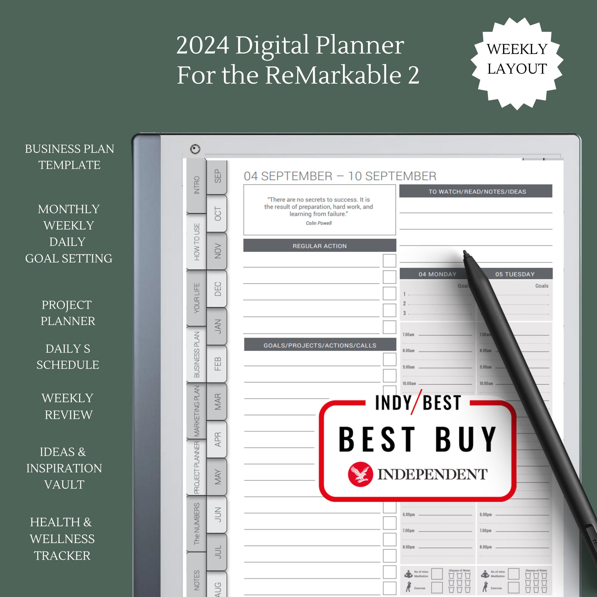 Daily Schedule Planner for Remarkable 2