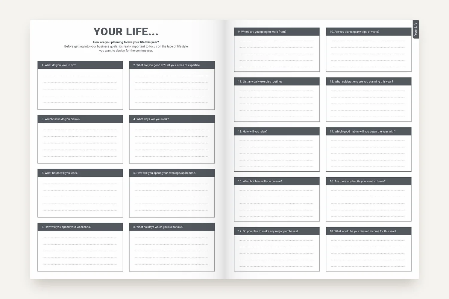 Your life pages from the MY PA 2027 Business Planner