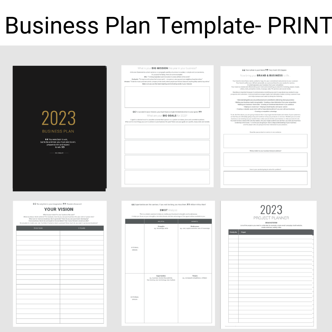 Business Plan Template- PRINT VERSION — MY PA 2024 PLANNER - BUSINESS  PLANNER, PRODUCTIVITY PLANNER & GOAL SETTING JOURNAL