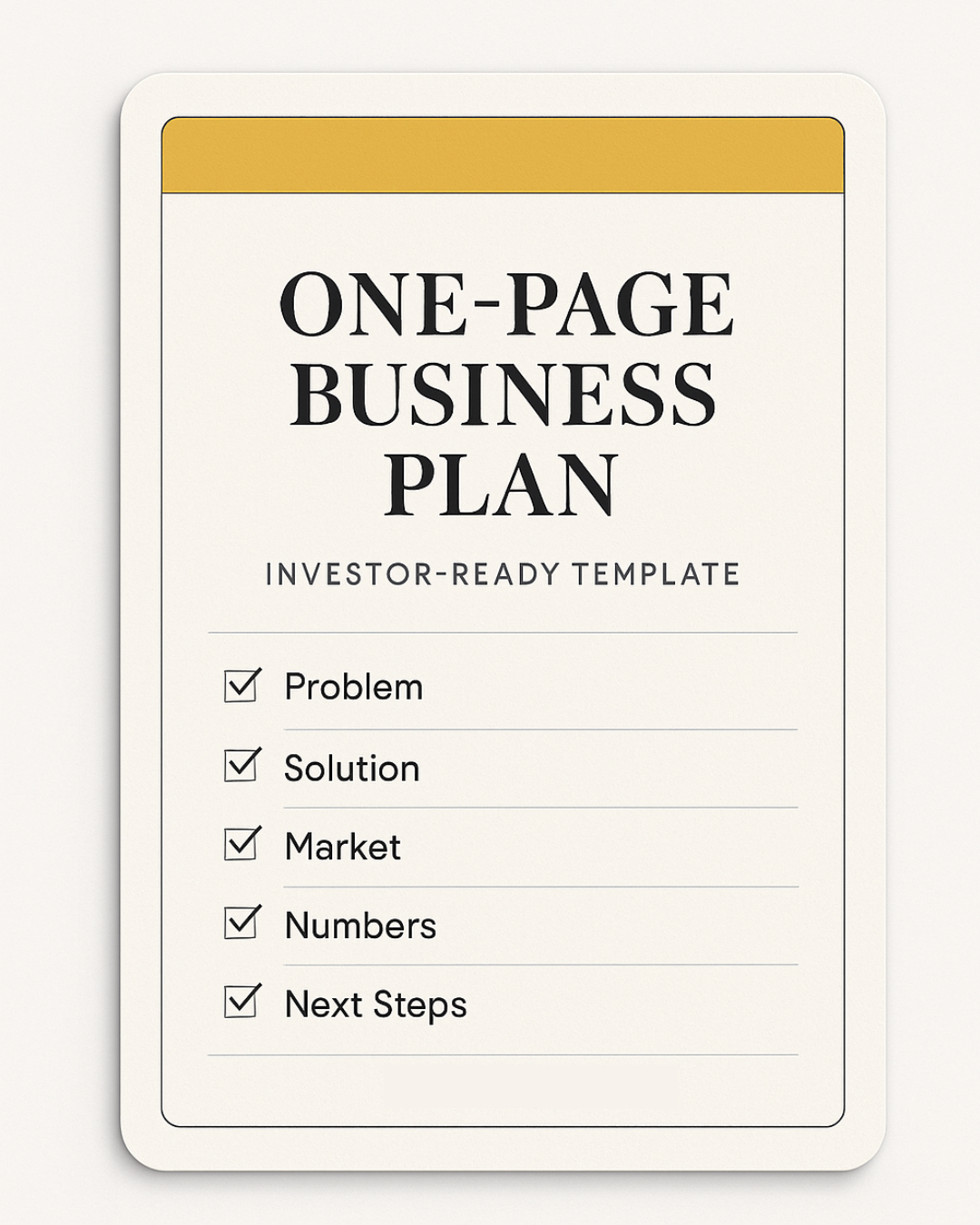 One Page Business Plan Template - MY PA