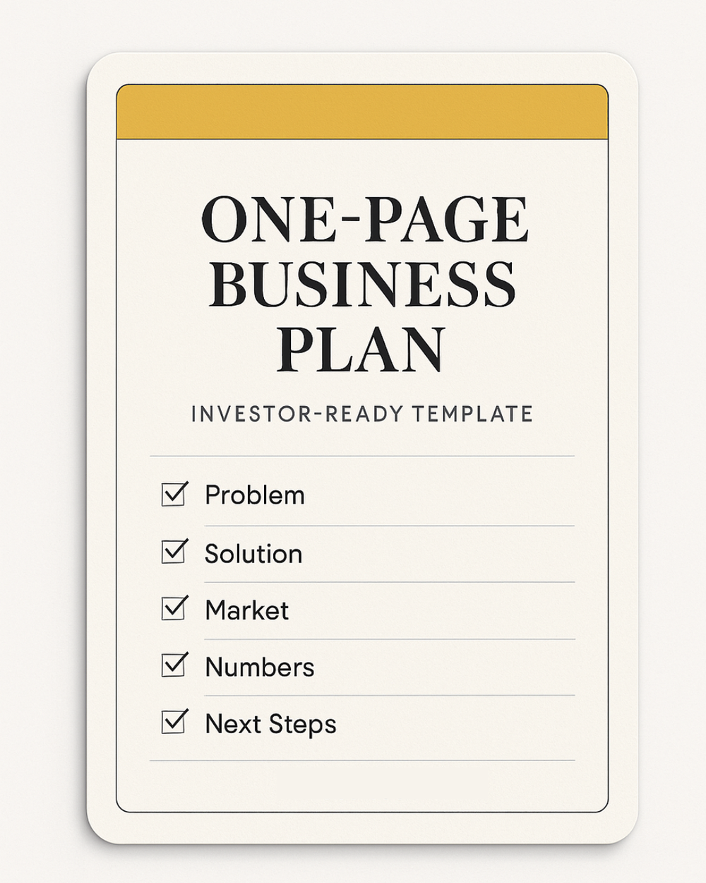 The One Page Business Plan