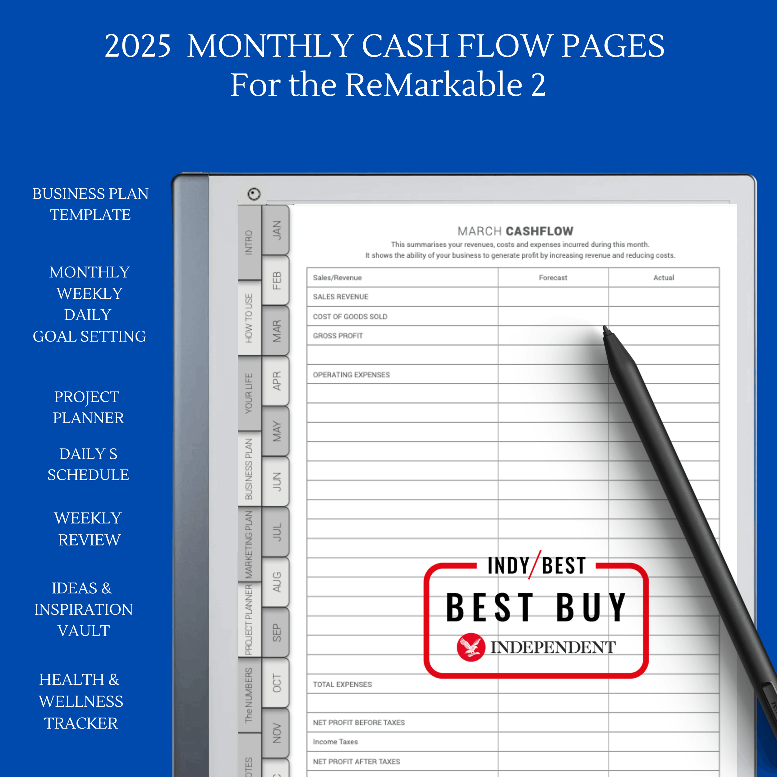 2025 Business planner for Remarkable 2 - Monthly CAsh FLOW PAGES.png