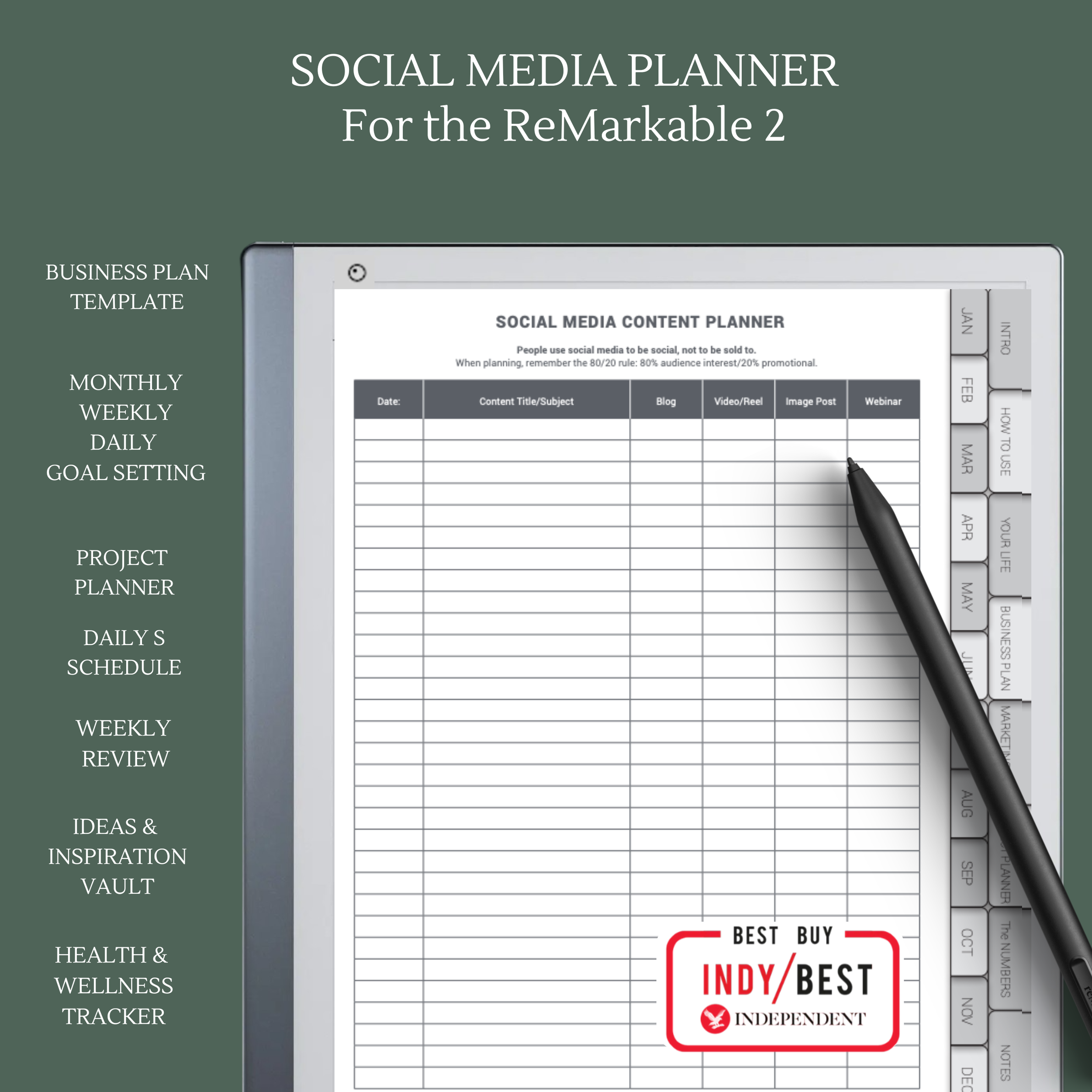 2026 Social media planner for remarkable 2 and remarkable paper pro.png