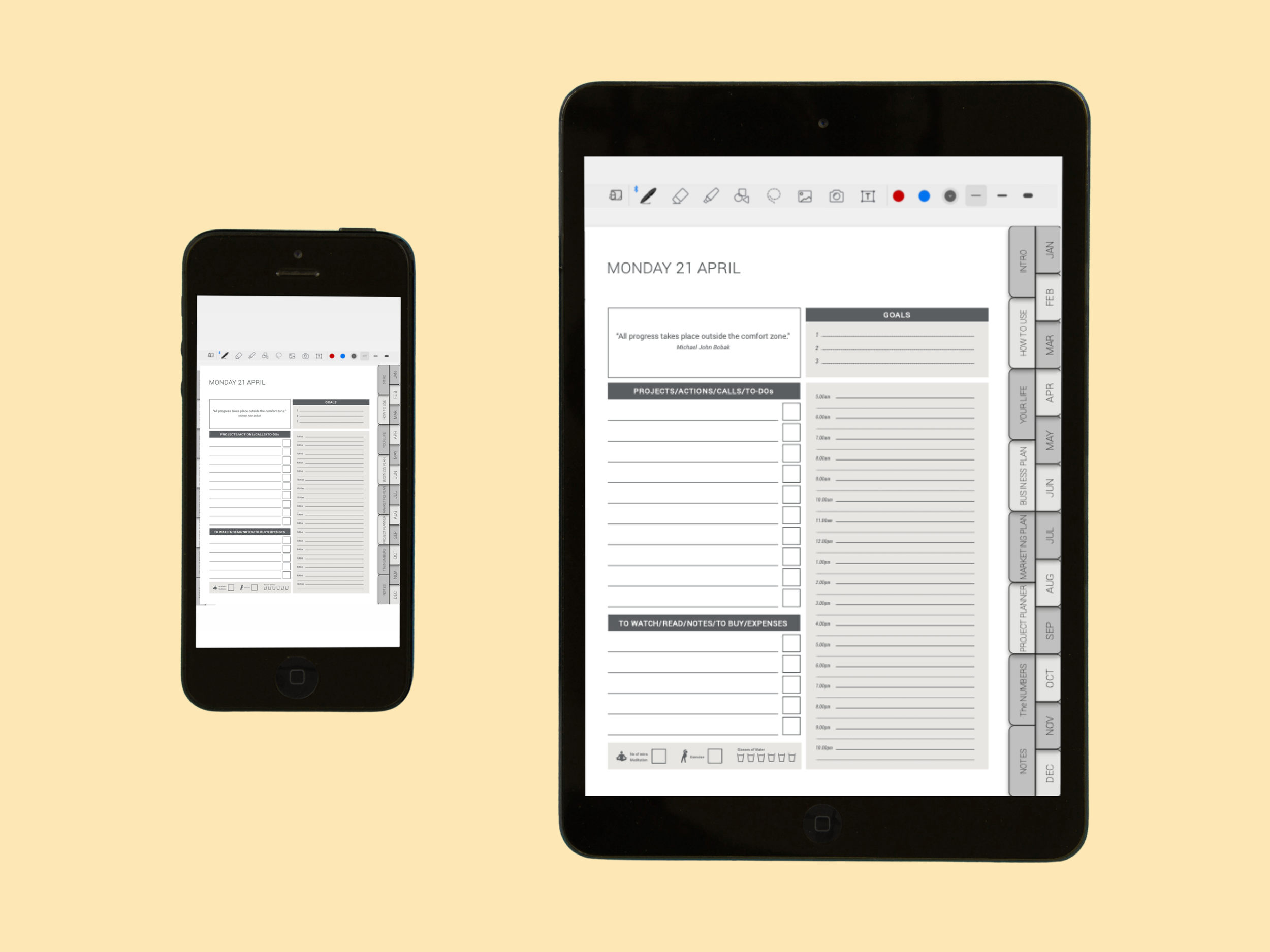Weekly business planner layout for GoodNotes