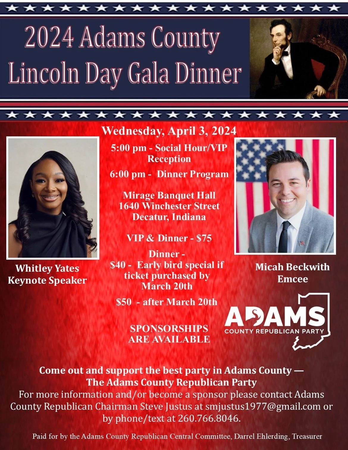 Adams County Lincoln Day Dinner - Keynote Speaker