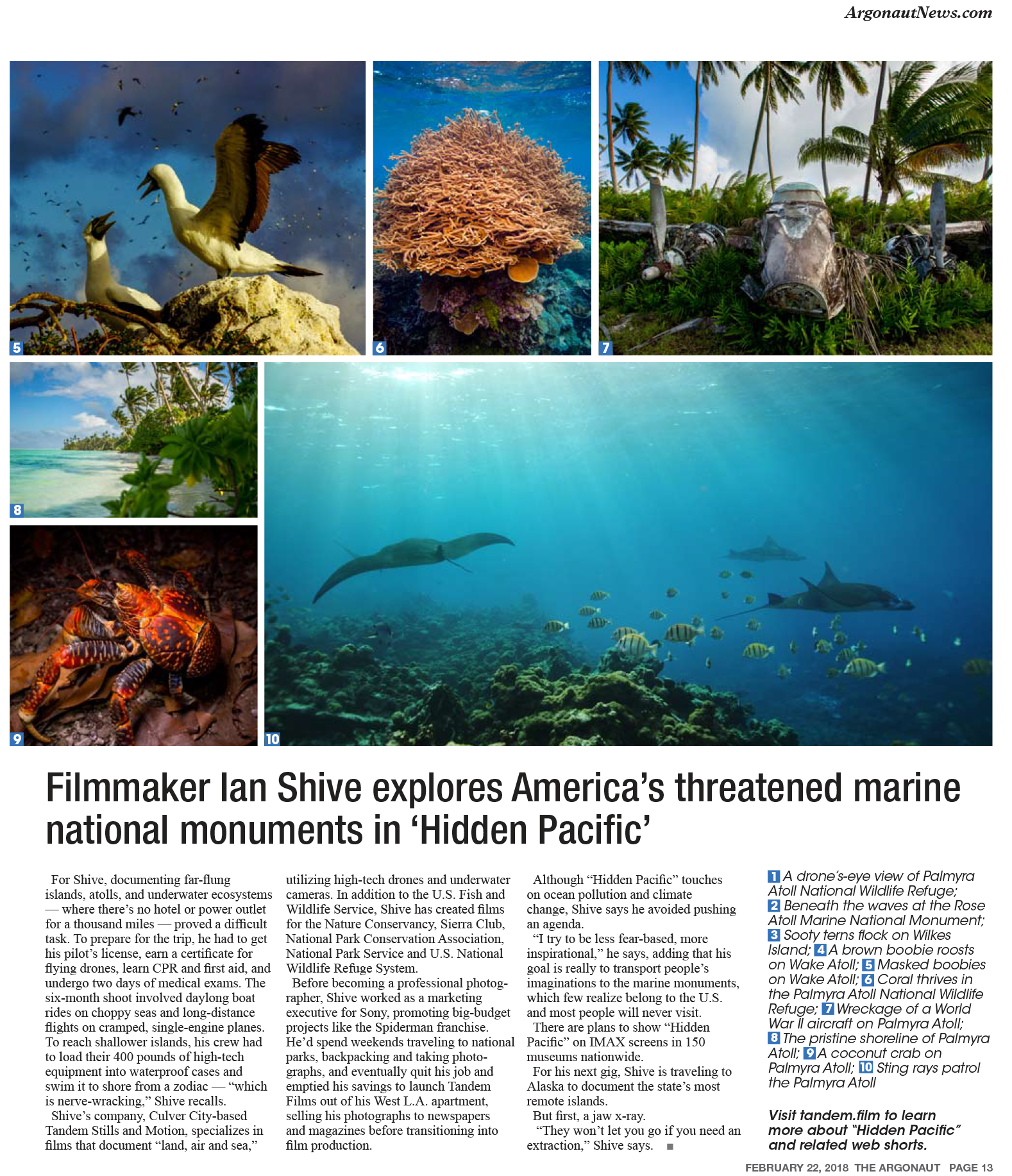 Spring 2018 coverage of the marine national monuments in the Argonaut weekly newspaper (Los Angeles).