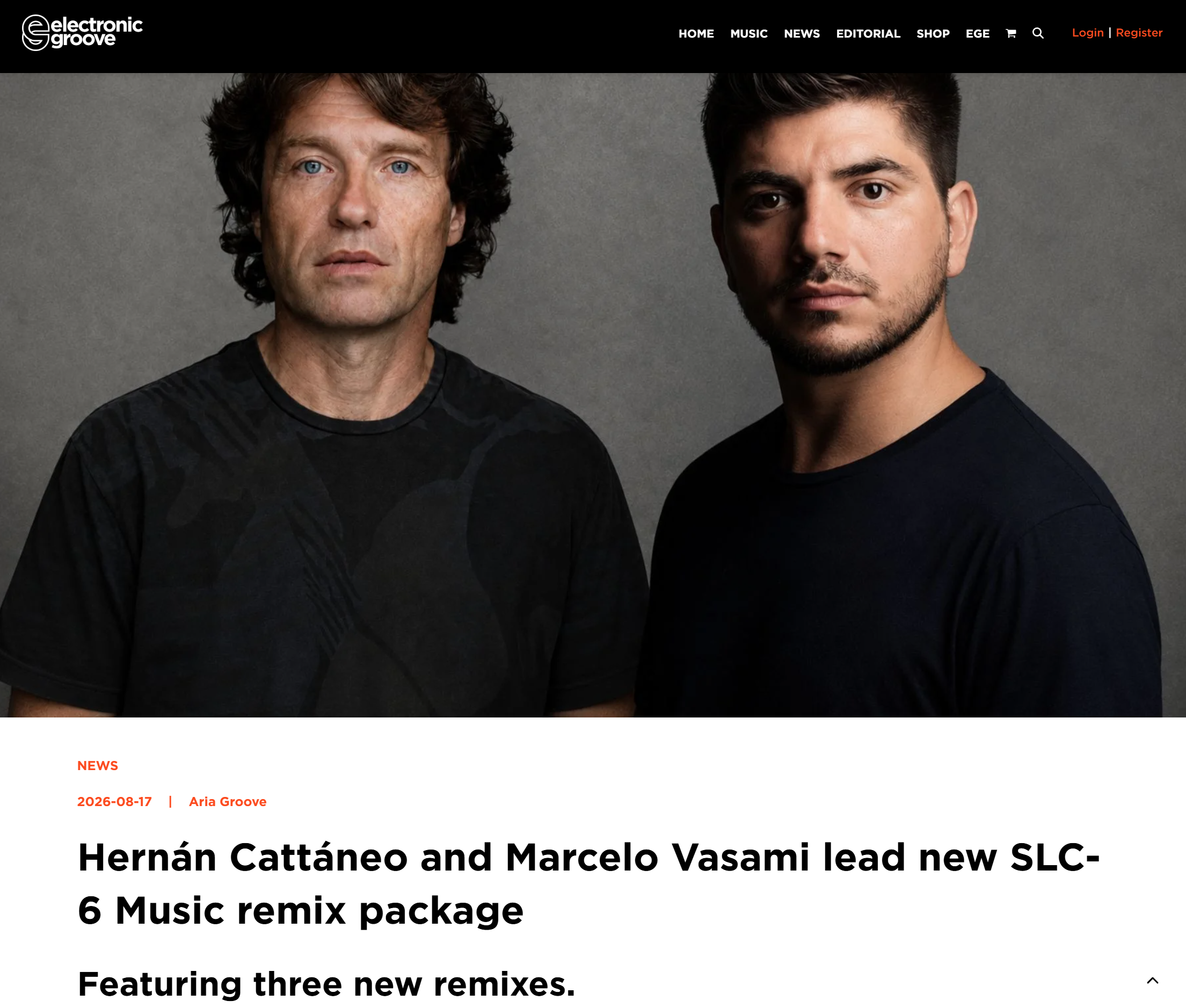 Hernán Cattáneo and Marcelo Vasami lead new SLC-6 Music remix package 