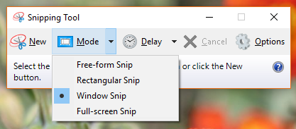 Snipping Tool Modes