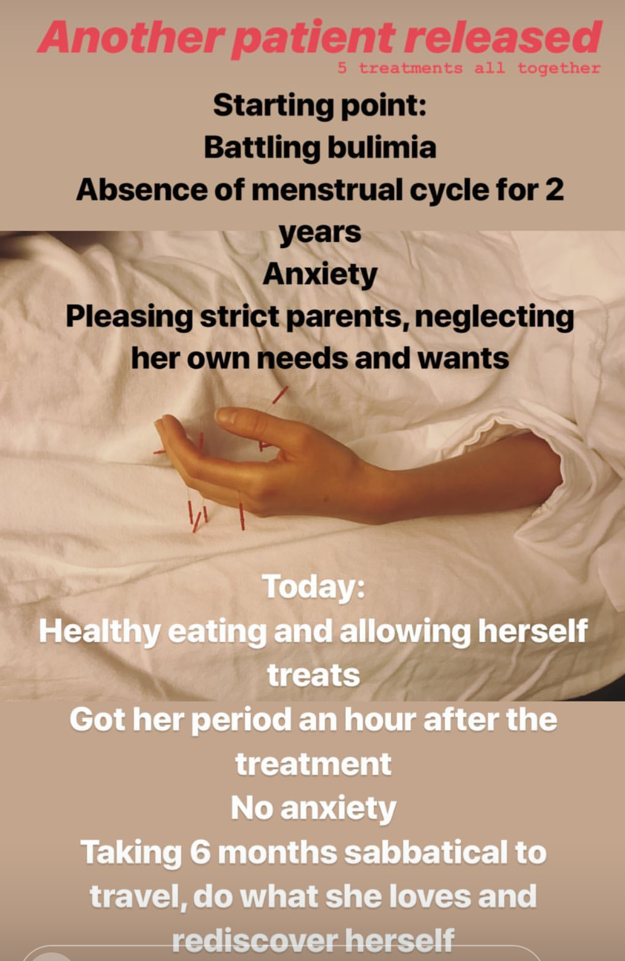  SuJok acupuncture in Vancouver used to treat eating disorders. Patient received treatment for bulimia and anxiety caused by family pressure and neglect. Treatment resulted in the successful improvement of healthy eating habits and boosting emotional