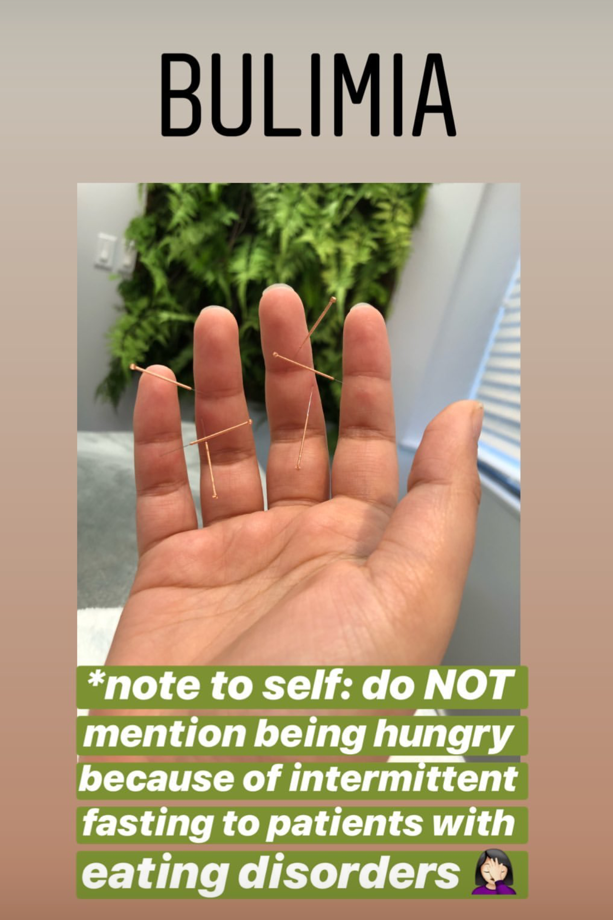  SuJok acupuncture in Vancouver used to treat eating disorders. Patient received treatment for bulimia.  