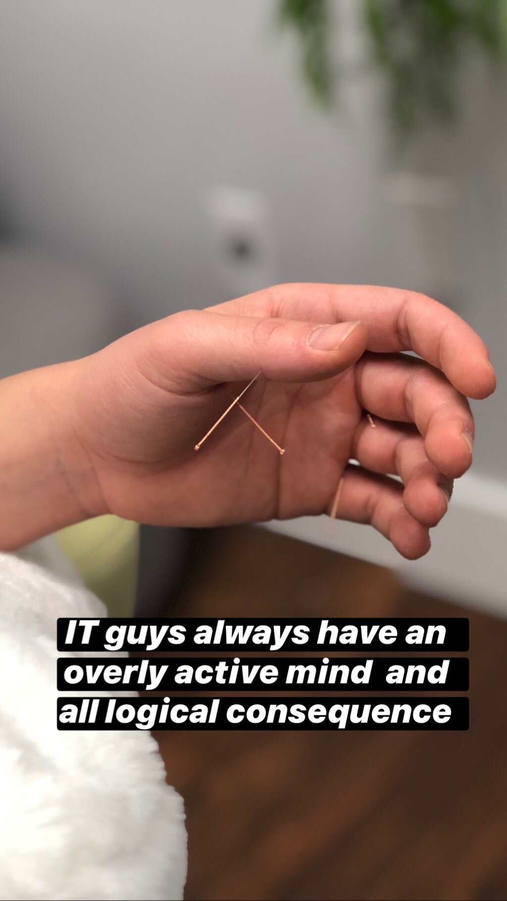  SuJok acupuncture in Vancouver used as treatment in career and personal life. Patient received treatment for overactive thinking as an IT professional 