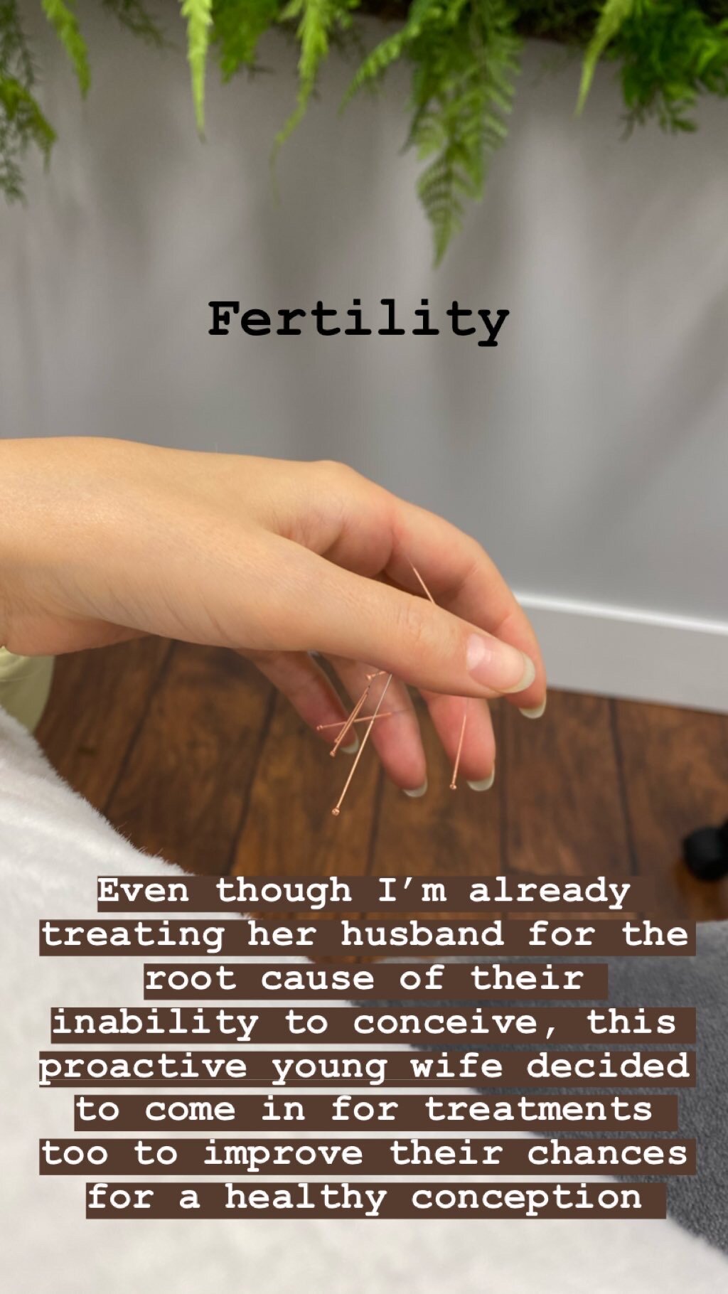  SuJok acupuncture in Vancouver used to treat fertility and reproductive health. Patient received treatment in addition to her husband for fertility  