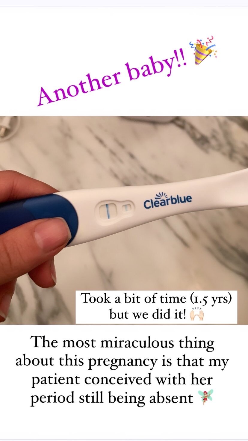  SuJok acupuncture treatment based in Vancouver at Alla Ozerova acupuncture clinic used to treat Fertility. Picture of patient holding her positive pregnancy test. 