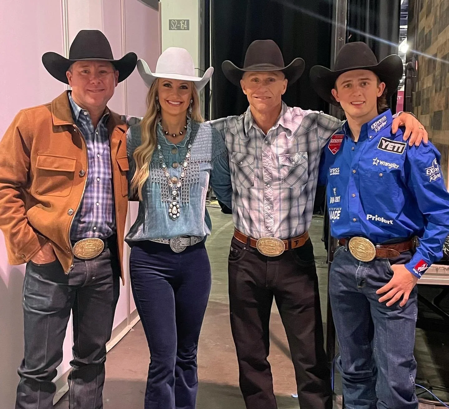 Amy Wilson with all-around cowboys, Trevor Brazile, Ty Murray and Stetson Wright