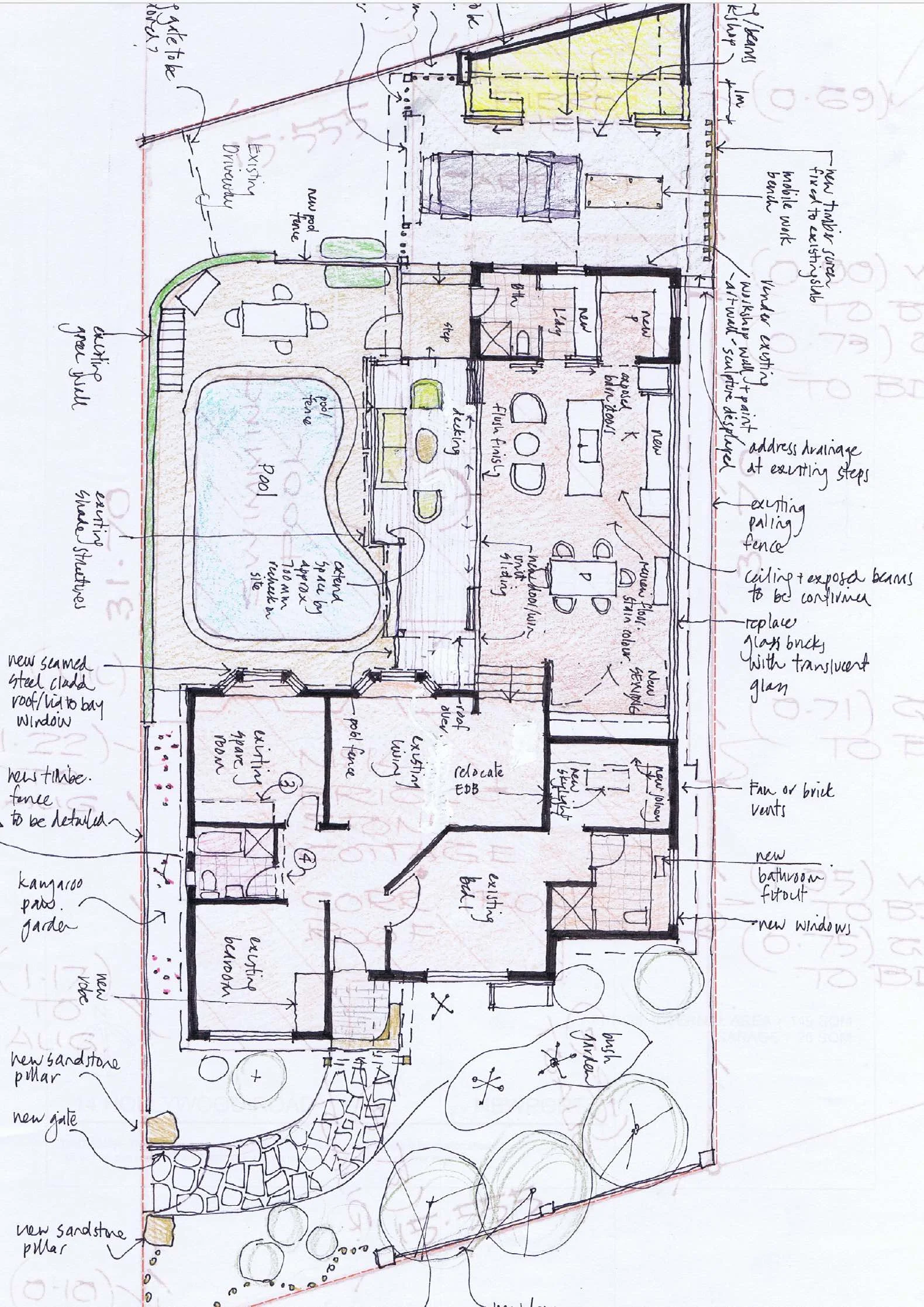 Reworking spaces in sketch form is where we start the design process
