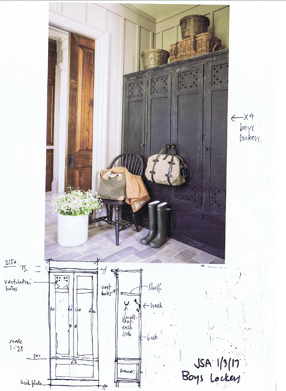 Locker sketches for the joinery to cost