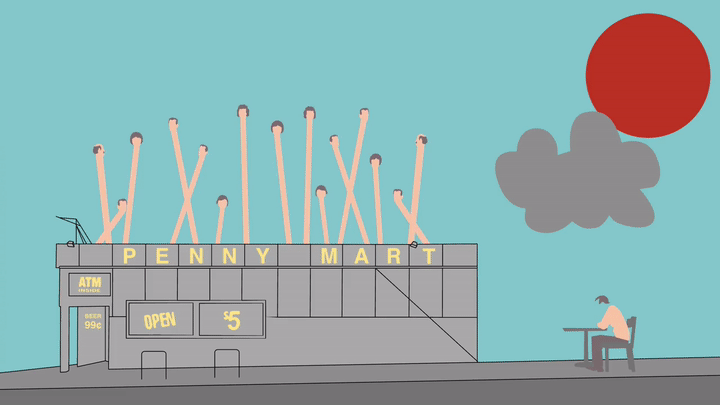 Proposed moving gig poster coded in HTML + CSS (converted to gif)