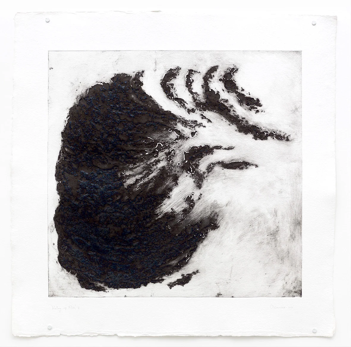 'Valley of Fire' Collagraph on handmade paper, 92 x 92 cms.