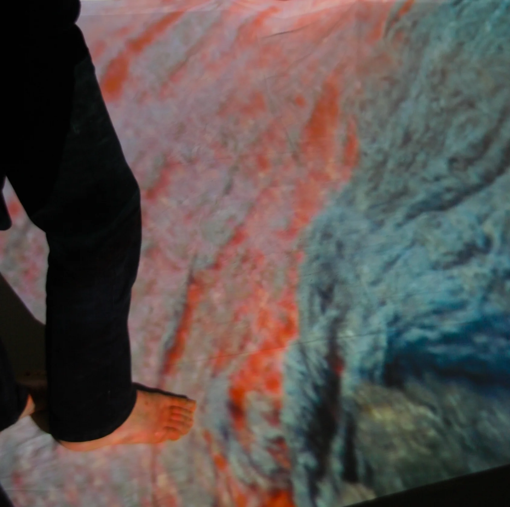 Floor projection of flowing lava, as part of Landmarks and Lifeforms exhibitions.