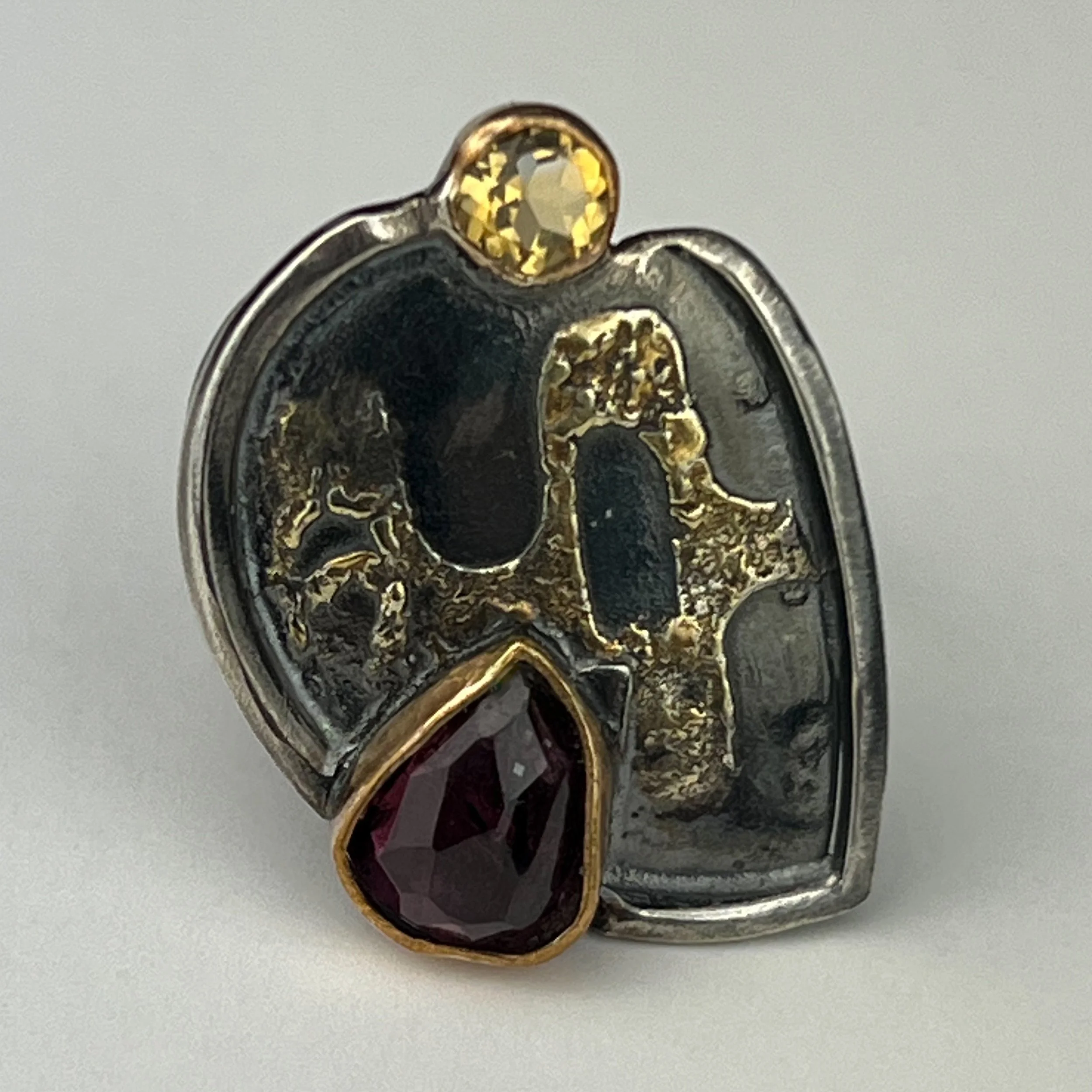 Garnet and Citrine free form ring