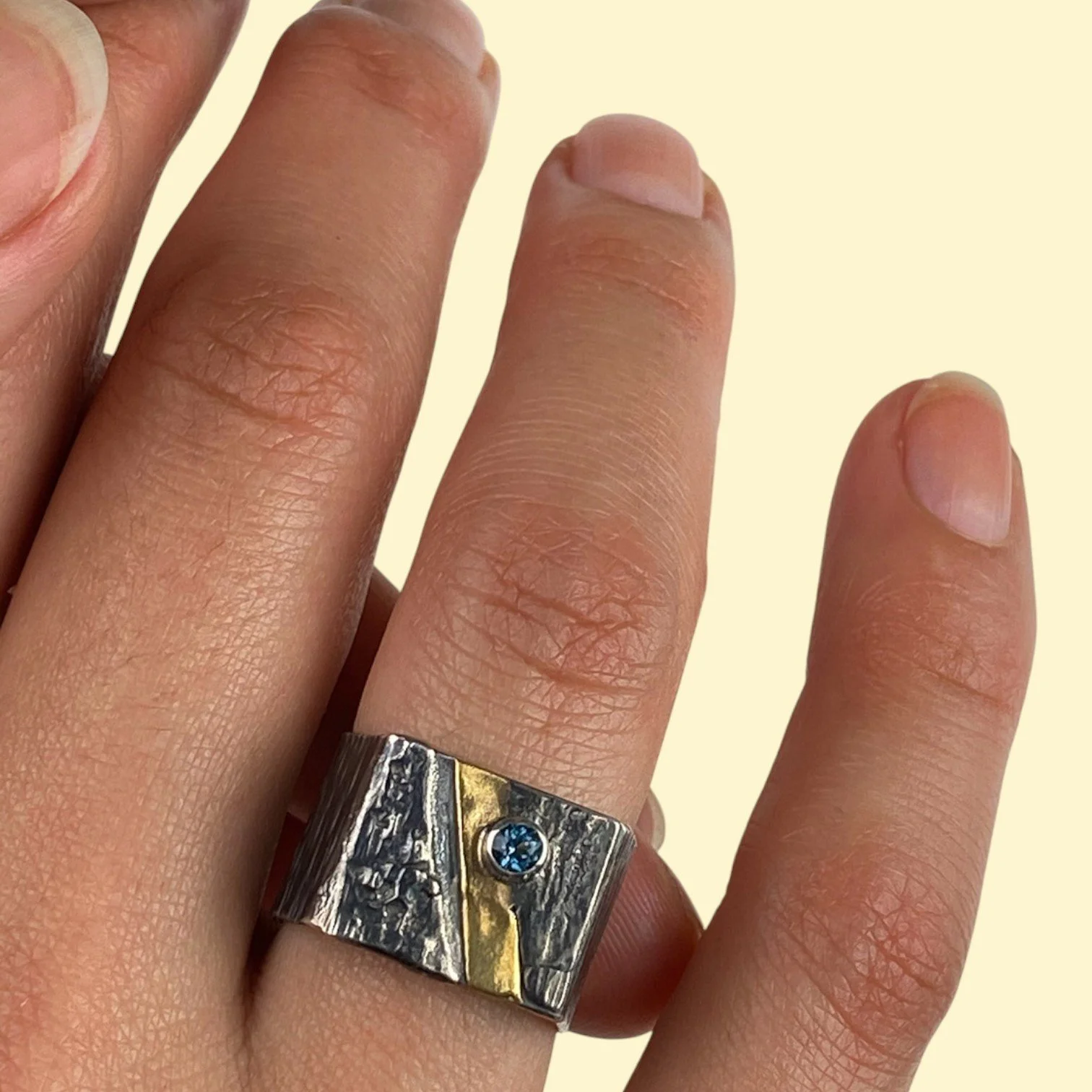 Square Ring with Blue Topaz