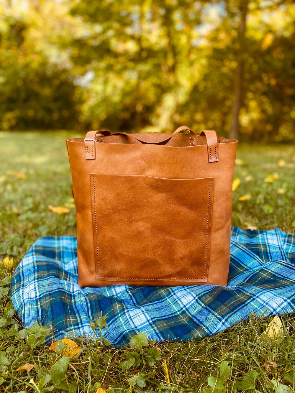 handmade leather tote bag