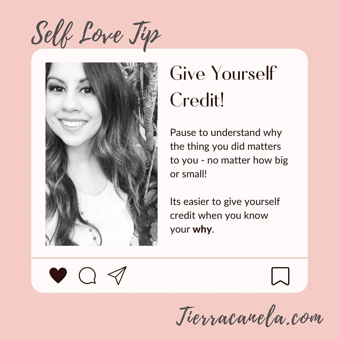 SELF LOVE TIP:
Give yourself credit - especially for the &ldquo;small things.&rdquo; 

Self love is really about falling in love with yourself over and over again. Love takes work - you don&rsquo;t fall in love with a person once and you&rsquo;re don