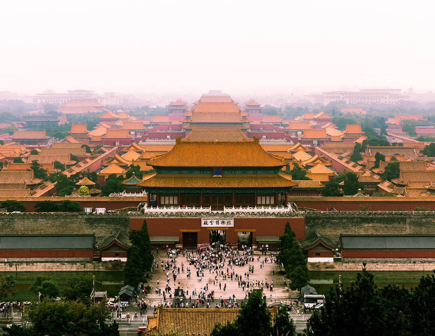 A typically hazy day engulfs Beijing's Forbidden City. 