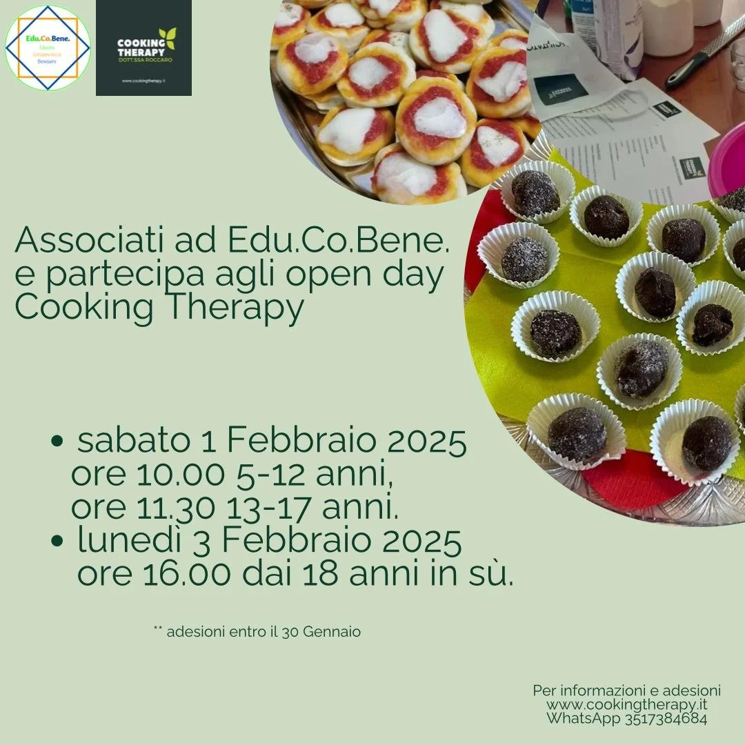 Cooking Therapy e Edu.Co. Bene. presentano gli OPEN DAYS 2025 - BAMBINI e ADOLESCENTI