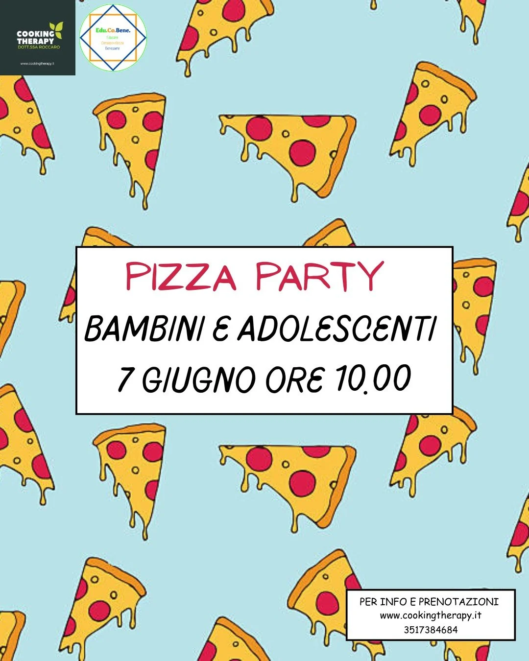 Cooking Therapy laboratorio PIZZA PARTY - BAMBINI e ADOLESCENTI