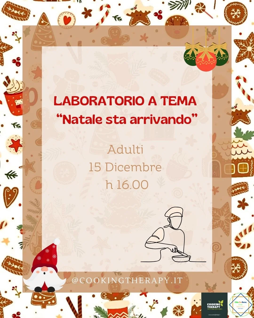 Cooking Therapy - Laboratorio a tema ADULTI: il Natale sta arrivando!