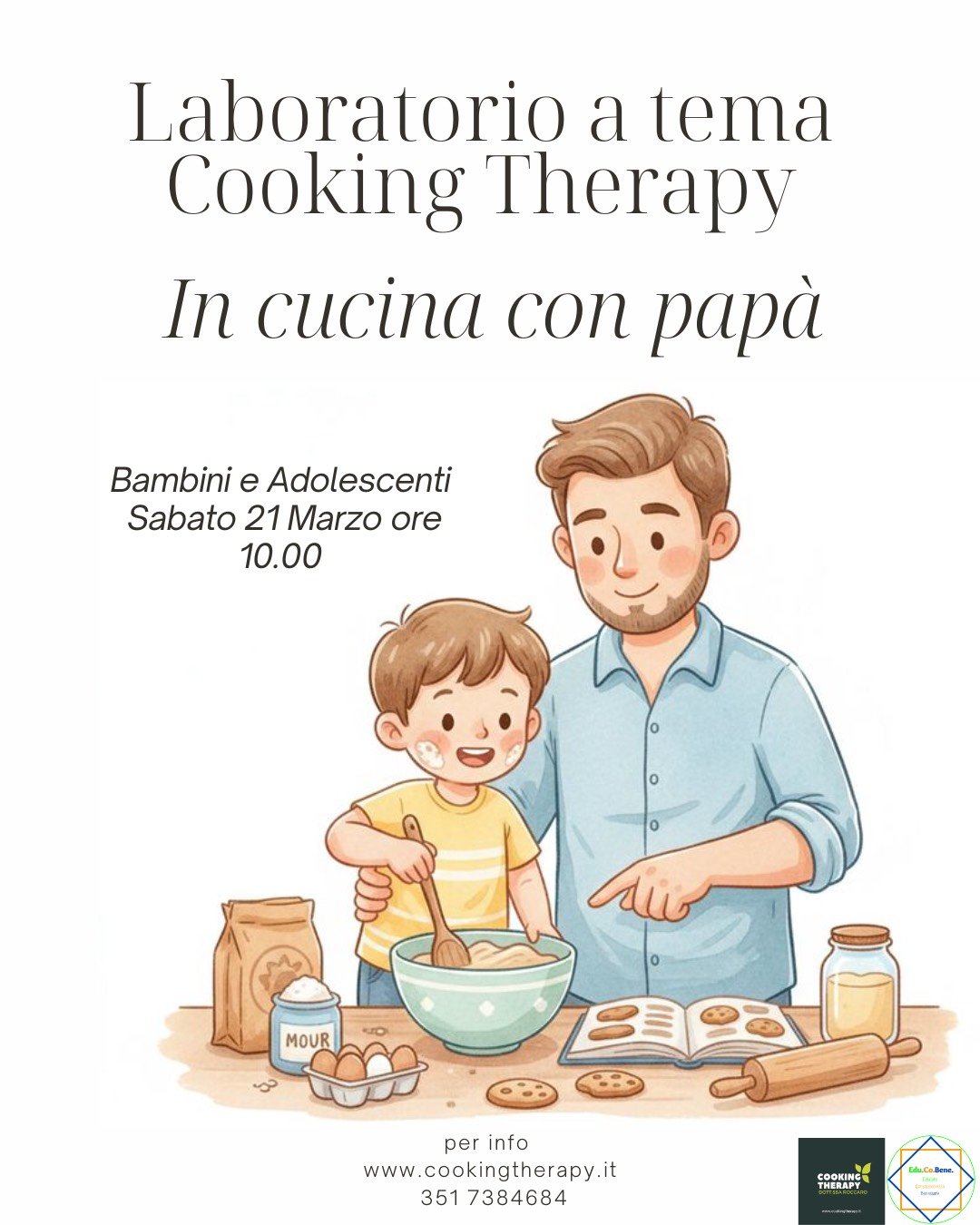 Cooking Therapy laboratorio Marzo - BAMBINI e ADOLESCENTI "In cucina con papà"