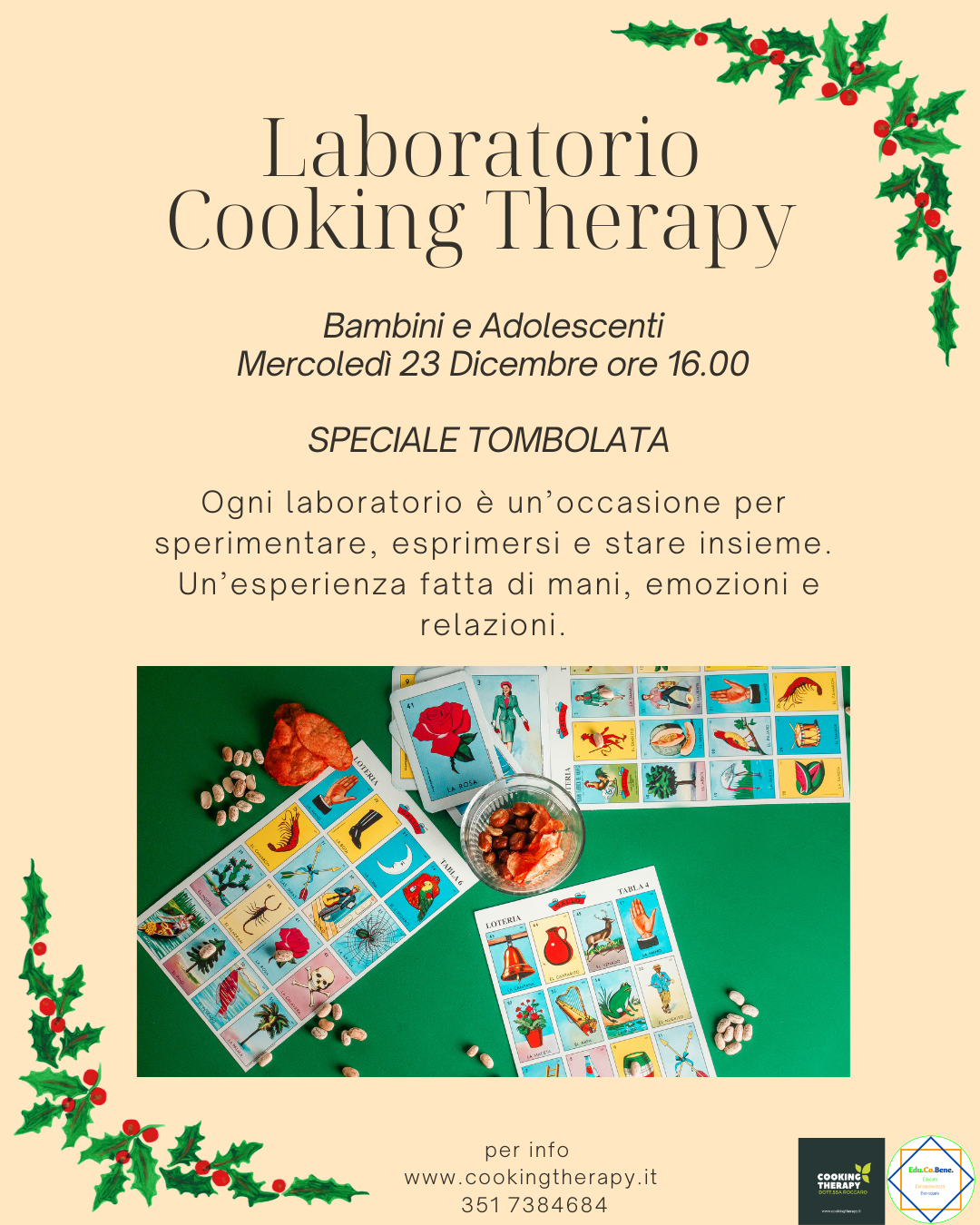 Laboratorio Cooking Therapy bambini e adulti Tombolata
