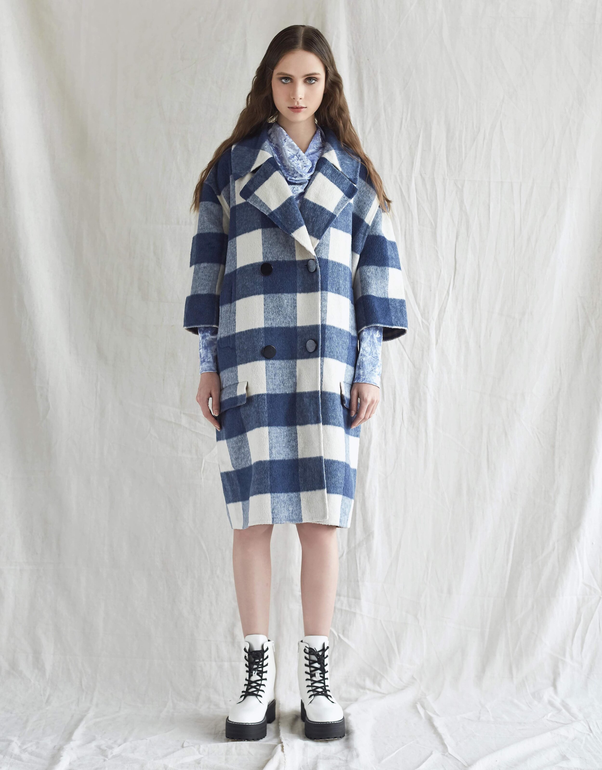 AW2020- Plaid double faced wool coat 