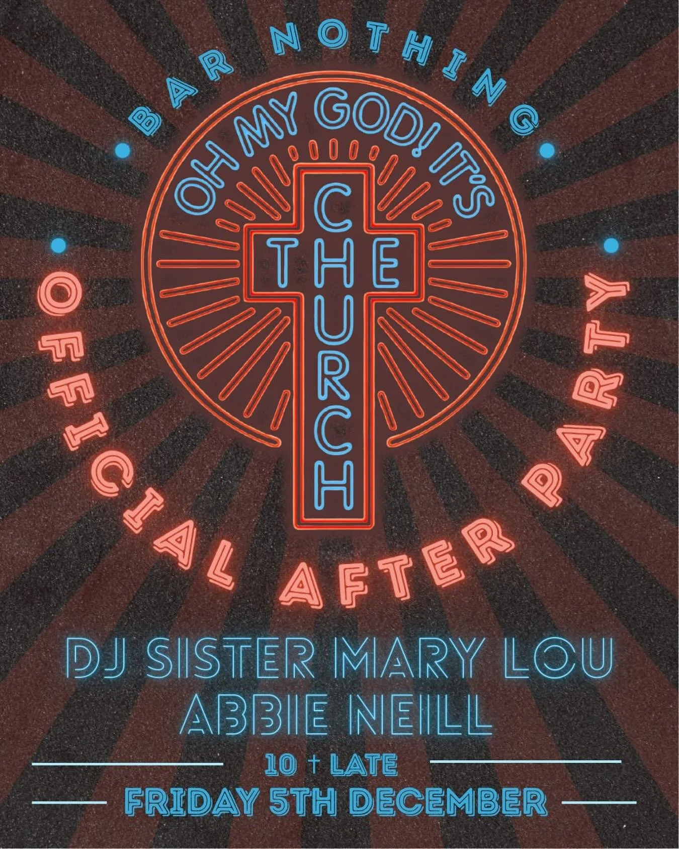 MARGATE! That&rsquo;s right, our very own post show AFTER PARTAAAY at our fave hangout @_bar_nothing with sister @abbieneill_ and @sistermarylou_omg on the decks! Free entry. Free blessings. Free good times. 🪩 🙏🏼🪩