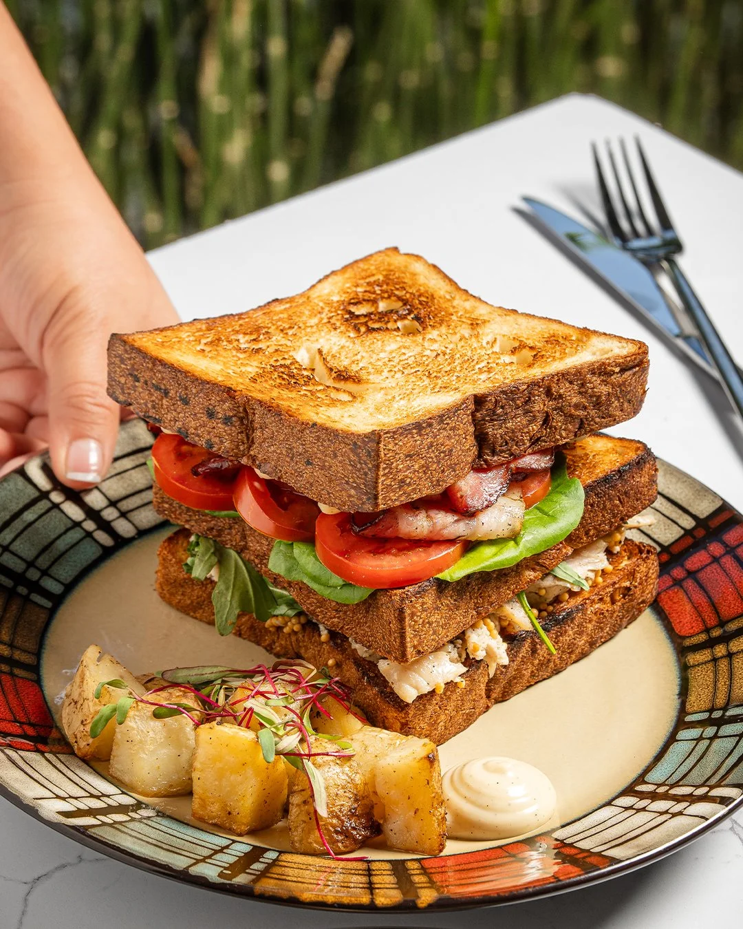 Tocino Sal y Miel 🍯🐷, ensaladita de pollo, tomates bien maduros y lechuga fresca.... la &uacute;nica manera de subirle a&uacute;n el nivel a esta combinaci&oacute;n es no con dos 🥪, sino que con 3 rodajas del espectacular pan de molde de @miettesg