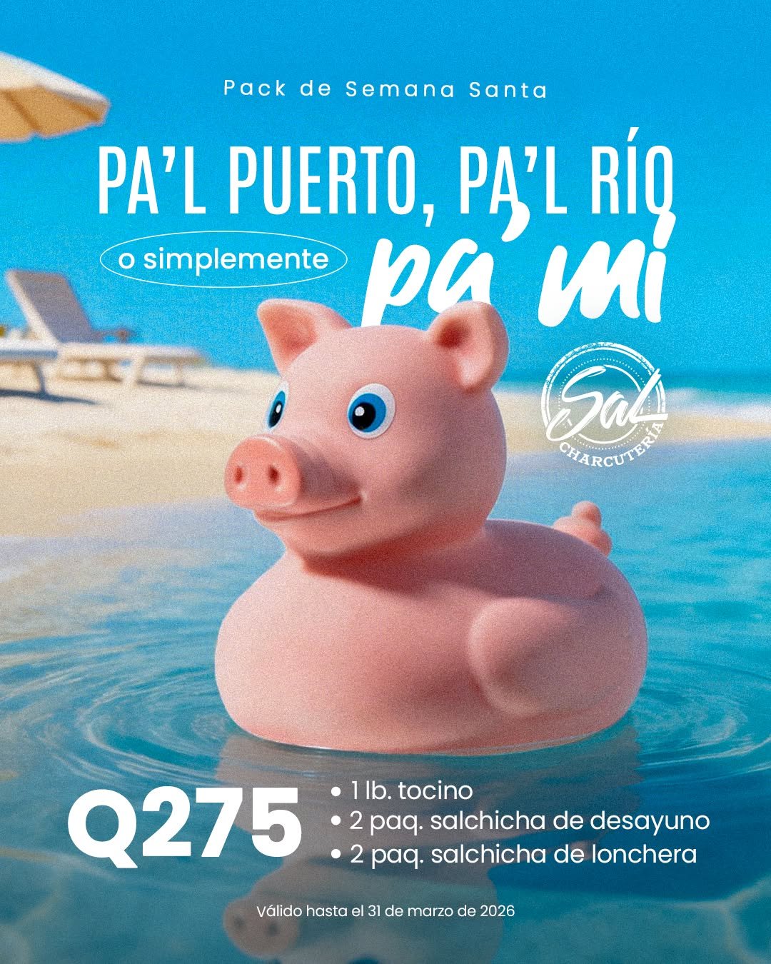 Esta Semana Santa ya se est&aacute;n armando los viajes: pa&rsquo;l puerto, pa&rsquo;l r&iacute;o&hellip; ☀️🐷
 y tambi&eacute;n lo que se va a cocinar. 
Llev&aacute; tocino y salchichas para el desayuno en familia, para el churrasquito&hellip; o par