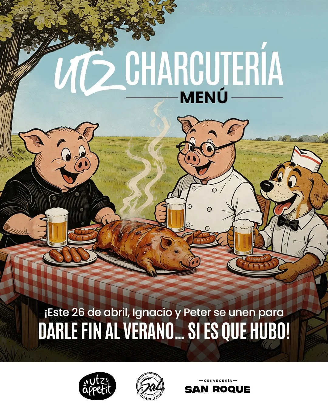 Se acaba el verano&hellip; pero tus ganas de comer bien no deber&iacute;an 😮&zwj;💨🔥
Este 26 de abril hazte un espacio en tu agenda y ven a disfurtar de Utz Charcuter&iacute;a. Ven listo para comer como se debe.
El protagonista: el cerdo ,nuestra e